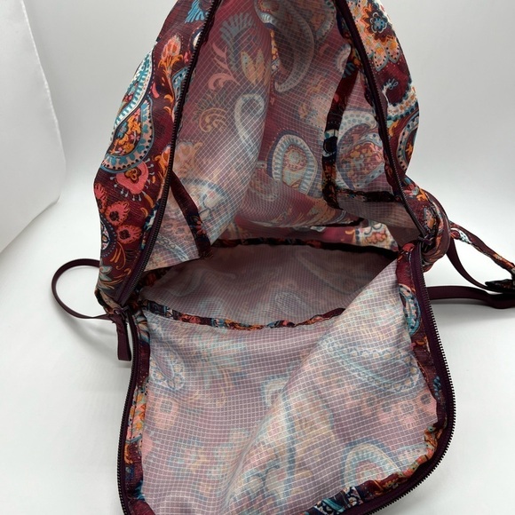 VERA BRADLEY RIPSTOP PACKABLE BACKPACK BURGUNDY & TEAL PAISLEY FLORAL main image 5